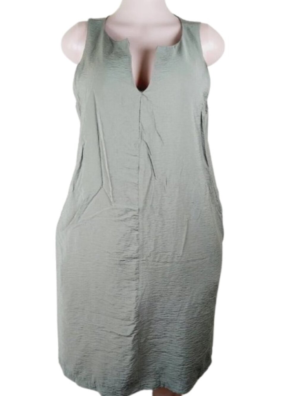 Banana Republic Women's Olive Notch Neck Sleeveless Summer Dress Size L